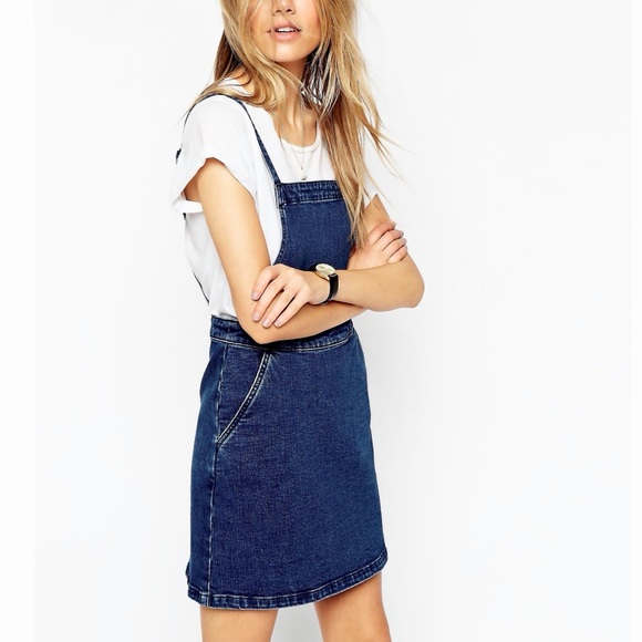 ASOS Denim Aline Pinafore Overalls Dress - Picture 6 of 7